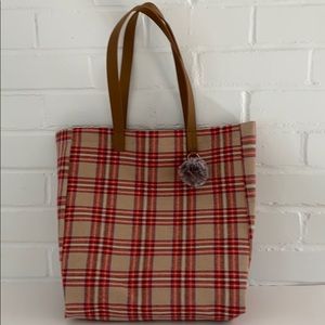 Womens Classic Fall Winter Plaid Totebag Handlebag Purse Bookbag With Pompom